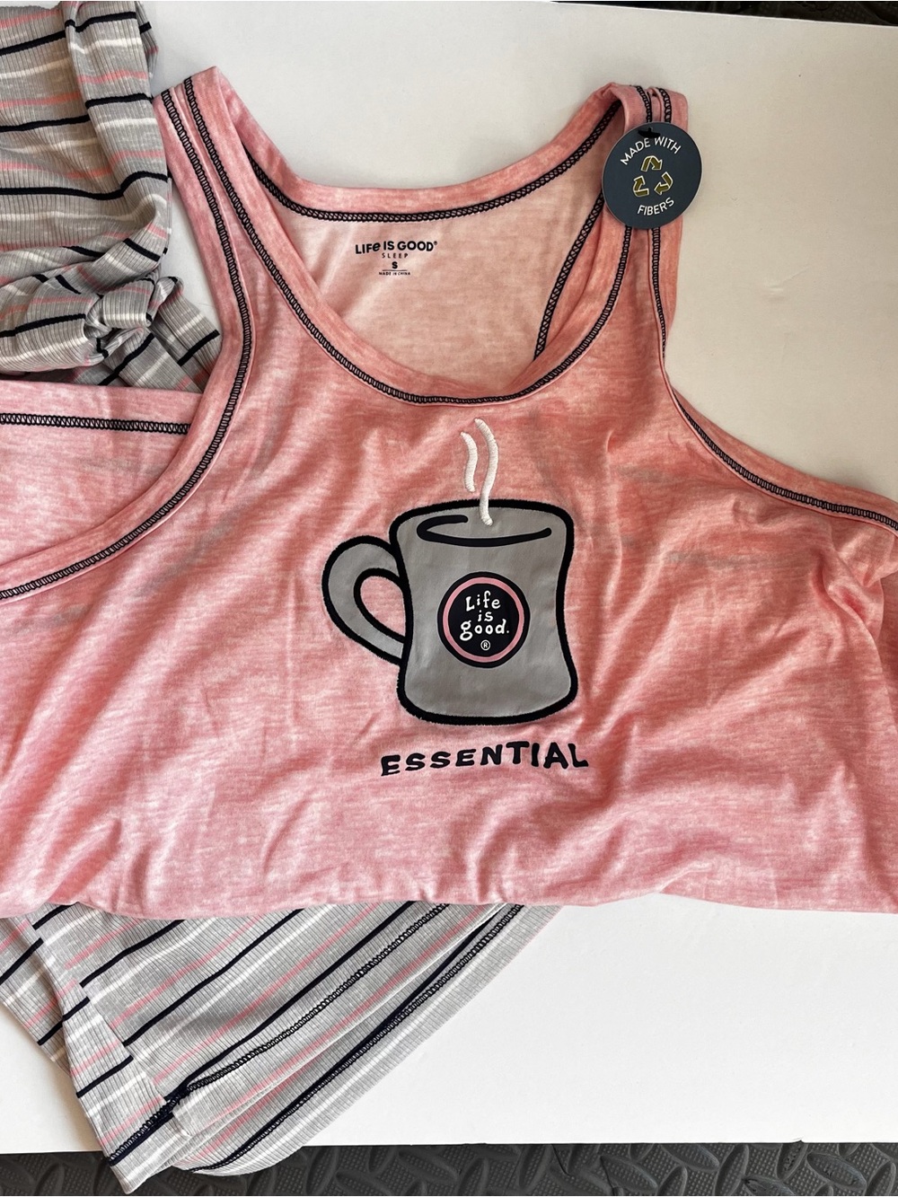 Life Is Good Pink 'Essential' Coffee Graphic Pajama Set